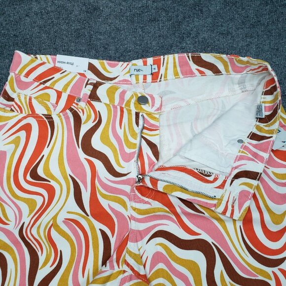 Rue21 Jeans Womens Plus 1X Multicolor Denim Skate Straight Leg Wavy Stretch New - Picture 5 of 12